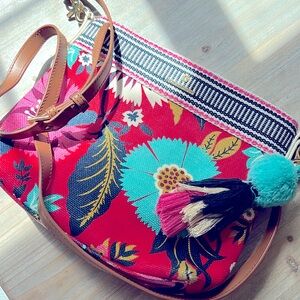 Spartina 449 Shoulder Bag Natural Linen and Genuine Leather (Brand New)